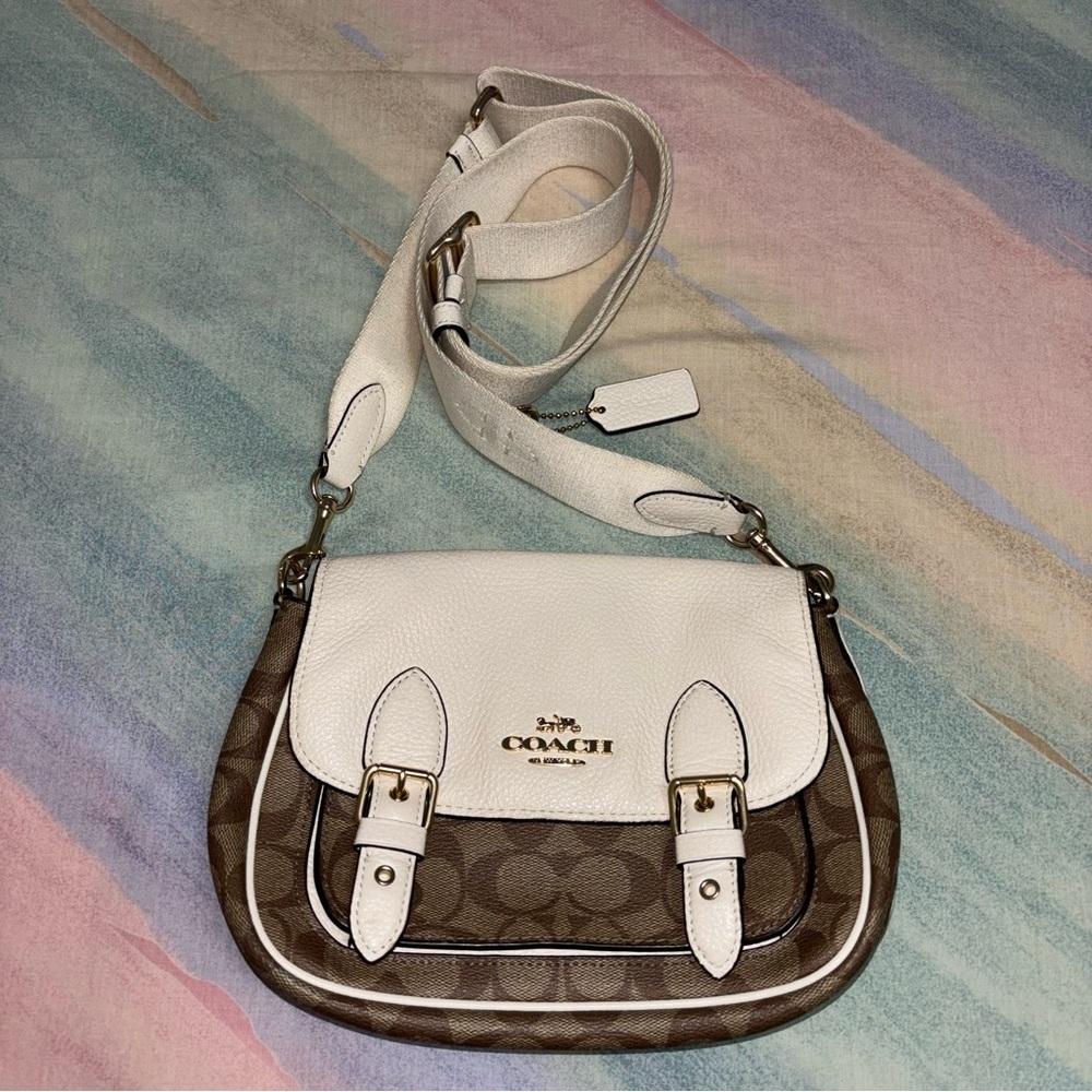 COACH Lucy Crossbody In Signature Canvas & White Leather C6781
